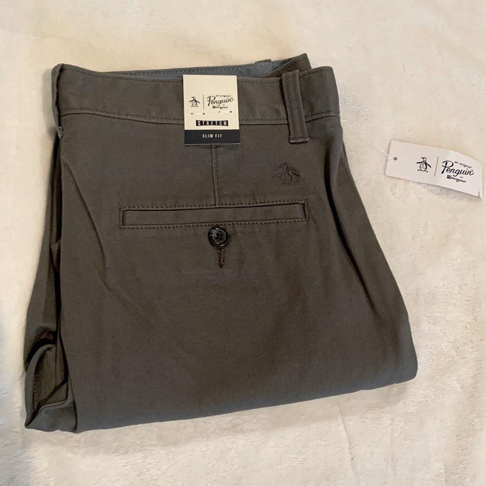 NWT Original Penguin gray slim fit chinos.